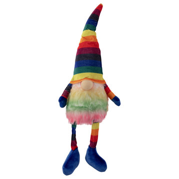 20" Bright Striped Rainbow Springtime Gnome with Dangling Legs