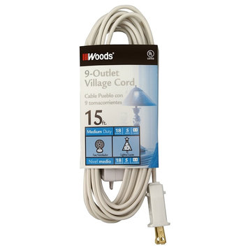 Woods 2188 9 Outlet Indoor Extension Cord, 15', White
