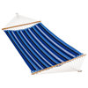 13' Reversible Sunbrella Quilted Hammock Milano Cobalt Stripe/Canvas Capri Solid