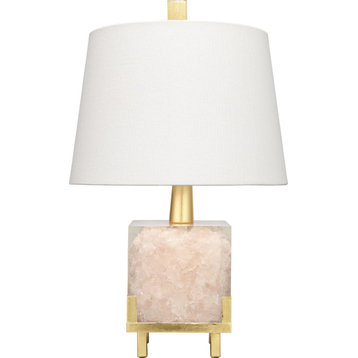 Bijou Table Lamp Pink Quartz, Gold Leaf