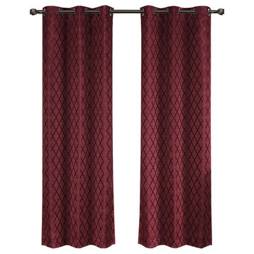 Willow Thermal Blackout Curtains, Set of 2, Burgundy, 84"x108"