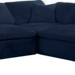 Meridian Furniture - Cozy Velvet Upholstered Comfort L-Shaped Modular Sectional, Navy, 5-Piece: 4 Armless Chair, 1 Corner Chair - Bring home this Cozy 5-piece sectional for a fresh new look. Embrace casual elegance with this Cozy velvet cloud-like comfort modular fiber-filled seating option. Handsome from all angles, this piece features soft navy velvet upholstery to make it an easy fit in any room. This modular piece can be combined with other items in the Cozy collection to create a seating group of your dreams. The cushions on this piece are exceptionally comfortableand filled with fiber for luxury that you deserve as you rest and relax.