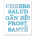 DDCG - Cheers Around The World Canvas Wall Art, 16"x20" - No good drink comes without a toast. Say "Cheers" in many languages with the Cheers Around the World Canvas Wall Art. This premium gallery wrapped canvas features a typography design with Cheers written in English, Spanish, Chinese, Dutch and French. The wall art is printed on professional grade tightly woven canvas with a durable construction, finished backing, and is built ready to hang. The result is a fun piece of wall art that is perfect for your bar, kitchen, gallery wall or above your bar cart. This piece makes a great gift for any celebration.
