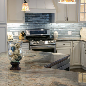 Great Room Kitchen with Massive Granite Island
