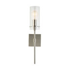 Effimero 1-Light Wall Vanity Corridor Sconce With Frosted, Brushed Nickel