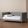 Bowery Hill Modern Velvet Upholstered Queen Size Daybed in Gray/Gold