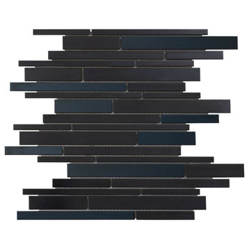 Modket Black Industrial Style Stainless Steel Mosaic Tile Backsplash TDH25MDR