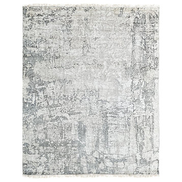 EORC Ivory/Gray Hand Knotted Wool Rug 7' x 9'