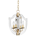 Hudson Valley Lighting - Arietta, 13" Pendant, Aged Brass Finish, Clear Glass - The old world and the new meet in Arietta. We take the iconic form of a crest and embellish it, exaggerating its corners and lines. Thick planes of acrylic are laser-cut, meeting metal and contrasting the central column.