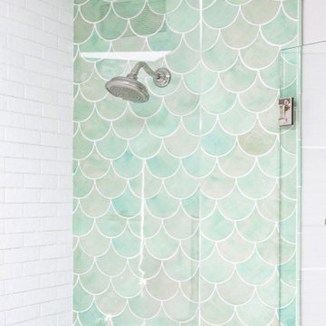 Light Teal Fish Scale Bathroom Tile