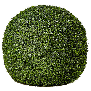 Serene Spaces Living Premium Artificial Boxwood Topiary Ball, 20" Diameter