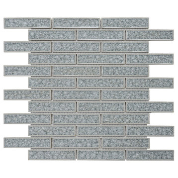 Modket Gray Crackle Glass Brick Joint Mosaic Tile Kitchen Backsplash TDH243CG