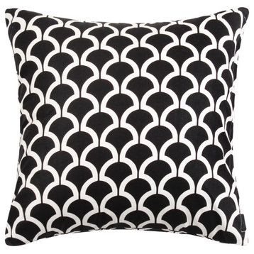 Scallop Pattern Black, White Throw Pillow Cover
