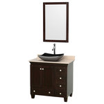 Wyndham Collection - Acclaim 36" Espresso Single Vanity, Ivory Marble Top, Altair Sink, 24" - Sublimely linking traditional and modern design aesthetics, and part of the exclusive Wyndham Collection Designer Series by Christopher Grubb, the Acclaim Vanity is at home in almost every bathroom decor. This solid oak vanity blends the simple lines of traditional design with modern elements like beautiful overmount sinks and brushed chrome hardware, resulting in a timeless piece of bathroom furniture. The Acclaim is available with a White Carrara or Ivory marble counter, a choice of sinks, and matching Mrrs. Featuring soft close door hinges and drawer glides, you'll never hear a noisy door again! Meticulously finished with brushed chrome hardware, the attention to detail on this beautiful vanity is second to none and is sure to be envy of your friends and neighbors
