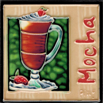4x4" Mocha Art Tile Ceramic Drink Holder Coaster