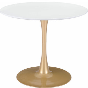 Cora Dining Table - White, Gold