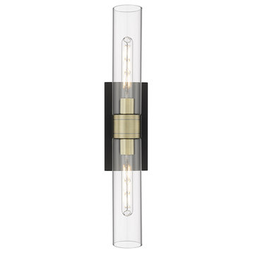 Ballston Urban 2 Light 11" Bath Vanity Light, Black Antique Brass, Clear Glass