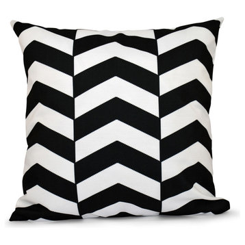 Geometric Decorative Pillow, Black, 18"x18"