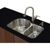 30 in. Double Bowl Kitchen Sink w Faucet & Soap Dispenser