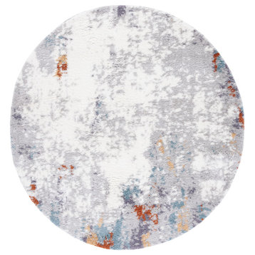 Safavieh Berber Shag Collection BER543A Rug, Blue Rust/Ivory, 7' X 7' Round