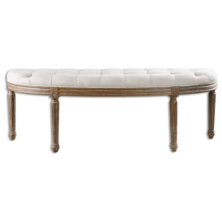 Uttermost Leggett Tufted White Bench