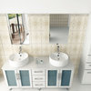 59" Double Lune White Large Vessel Sink Contemporary Bathroom Vanity Cabinet Set
