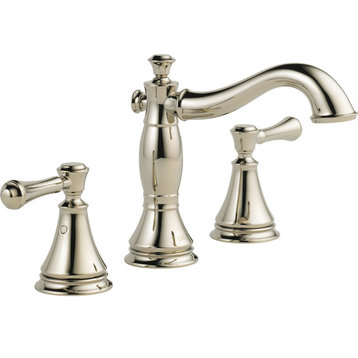 Delta Cassidy 2 Handle Widespread Bathroom Faucet, Polished Nickel, 3597LF-PNMPU