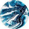 Poured Plate, Dark Blue and White