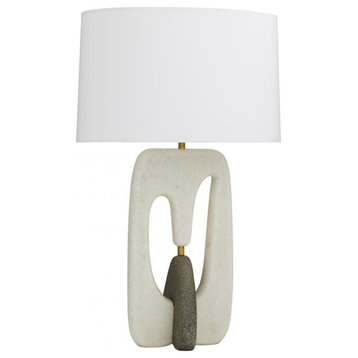 Harleen Table Lamp, 1-Light, Graphite Ricestone, White Linen Shade, 30.5"H