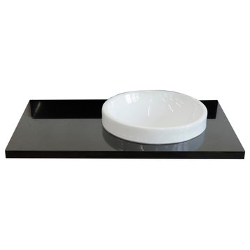 37" Black Galaxy Countertop and Single Round Right Sink