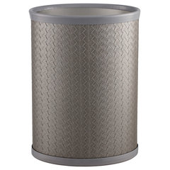 Gray Bathroom Trash Can Padang Bamboo Top 1.3 Gal - Stylish and Sustainable 5L Waste Solution