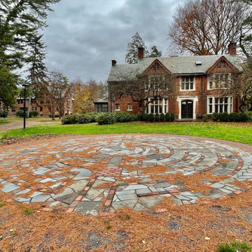 Fallen pine needles adorn the labyrinth in the autumn