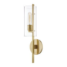 Mitzi Ariel 1-Light Wall Sconce E26 Medium Base Clear, Aged Brass
