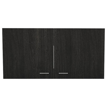 Oklahoma Wall Cabinet with 2 Doors and Metal Handles, Black/White