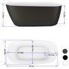 GivingTree 59" Acrylic Slipper Freestanding Tub,Grey Soaking Bathtub