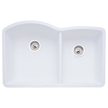 Blanco 440177 20.8"x32" Granite Double Undermount Kitchen Sink, White
