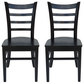 Wagner Rubberwood Dining Chairs, Set of 2, Matte Black