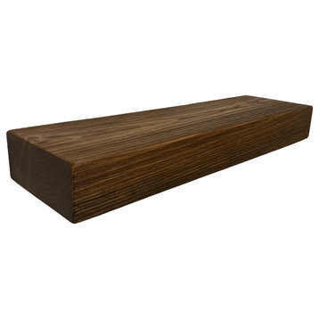Rustic Floating Mountable Wood Shelf 3" Thick x 7" Deep, Pine, Medium Brown, 18"