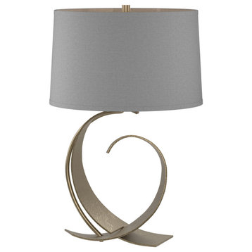 Fullered Impressions Table Lamp, Soft Gold, Medium Grey Shade