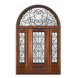 Prehung Sidelights-Transom Door 80 Mahogany St. Charles 3/4 Lite - Front Doors