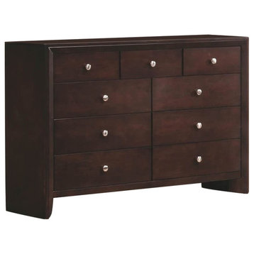 Bowery Hill 9 Drawer Transitional Wood Dresser in Rich Merlot Brown