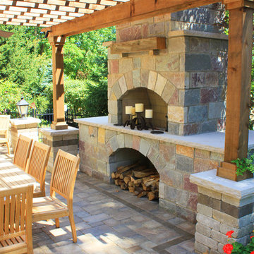 Pergola and fireplace