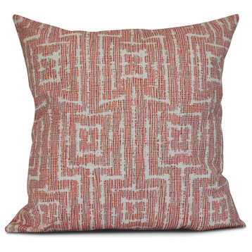 Orange Woven Tiki, Geometric Print Pillow, 20"x20"