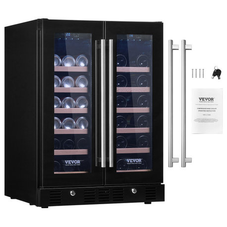 VEVOR 78 Cans 20 Bottle Fridge Stainless Steel Wine Cooler With LED Light Lock