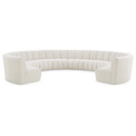 Meridian Furniture - Infinity Black Boucle Fabric Upholstered Arc Shaped Modular Sectional, Cream, 10-Piece, Arc-Shaped - Mix and match this Infinity boucle fabric modular chair with other items in the Infinity collection to find the best possible seating solution for your gang. Rich cream boucle fabric feels welcoming and soft to the skin, so you stay seated comfortably for the big game or while watching your favorite programs. Deep channel tufting adds to the longevity and durability of this modular chair while giving it texture.
