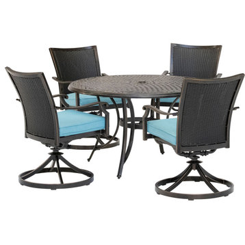 Traditions 5-Piece Dining Set, Blue, Cast-Top Table
