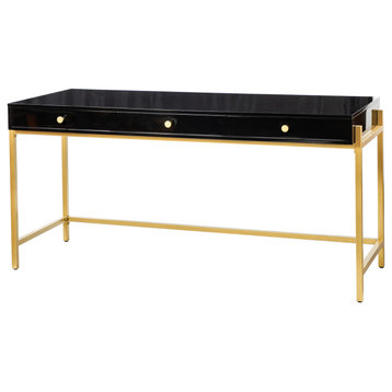 Office Desk With Polished Paint, Black