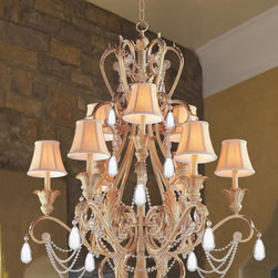 Winslow Collection 12-Light 36" Champagne Chandelier with Optical Crystal - Chandeliers