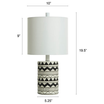 Black and White Ceramic Table Lamp With White Shade