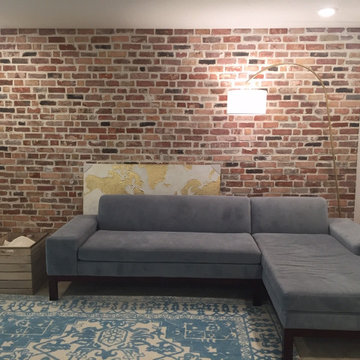 Accent Wall veneered with Antique Blend Reclaimed Thin Brick Veneer